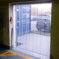 Perforated strip screen fly door Perforated strip screen fly door