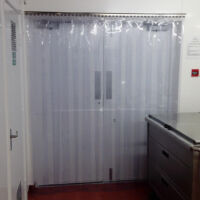 Perforated strip screen fly door Perforated strip screen fly door
