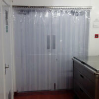 Perforated strip screen fly door Perforated strip screen fly door